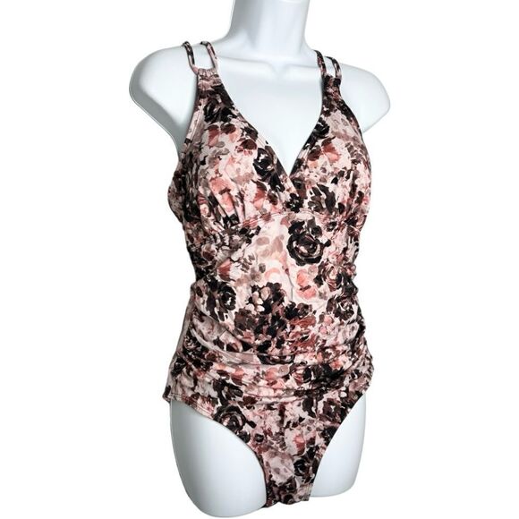 Floral V Neck Strappy One Piece Swimsuit - Picture 3 of 8